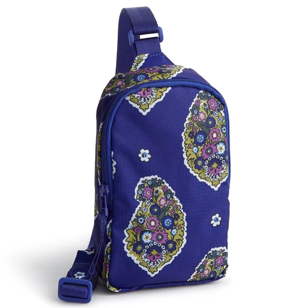Vera Bradley Ripstop Lorman Blue Floral Sling Bag Kew Gardens Blue Size S NWT